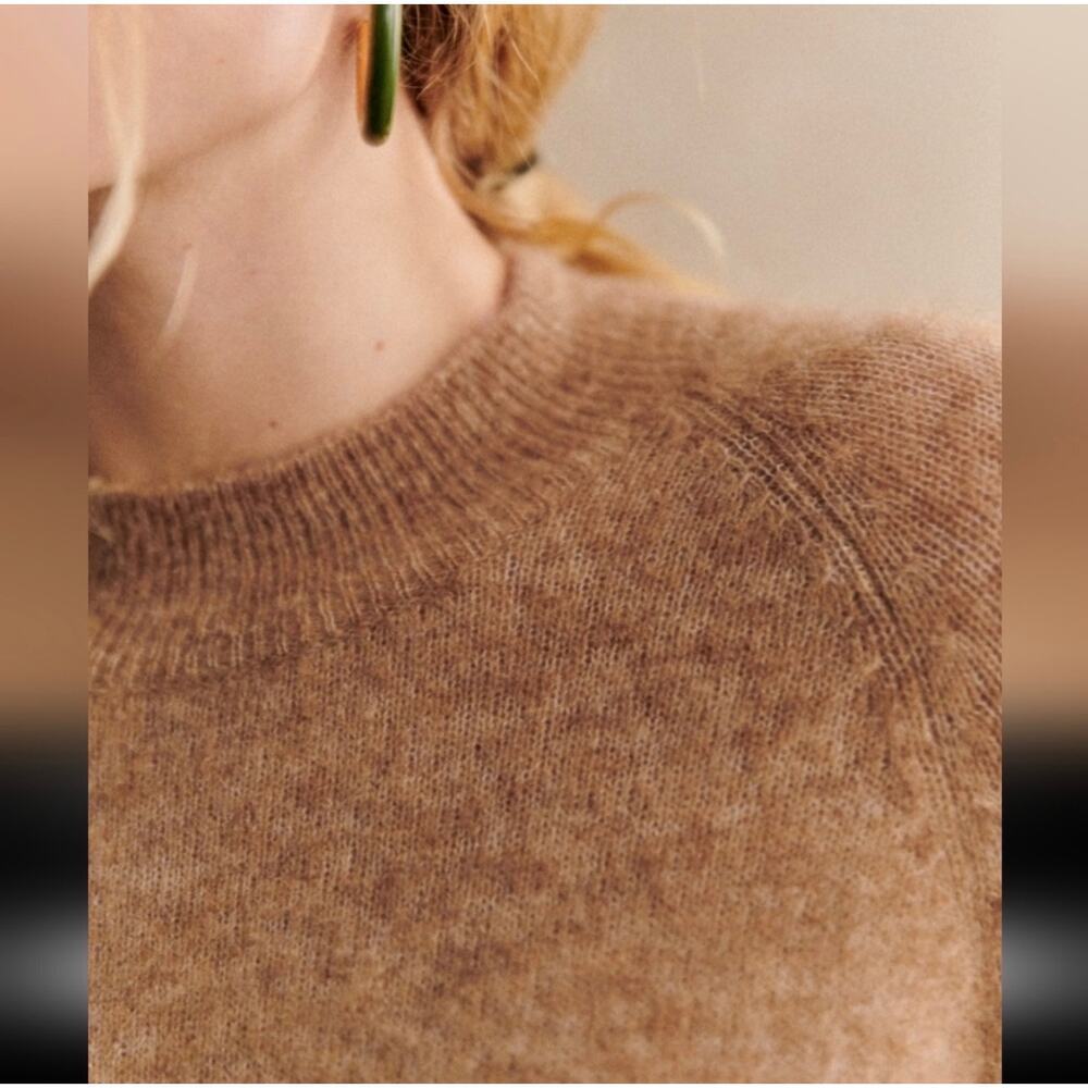 Sézane Enola Dress Light Camel Mohair Wool Belted Mini Dress M NWT - Picture 12 of 14